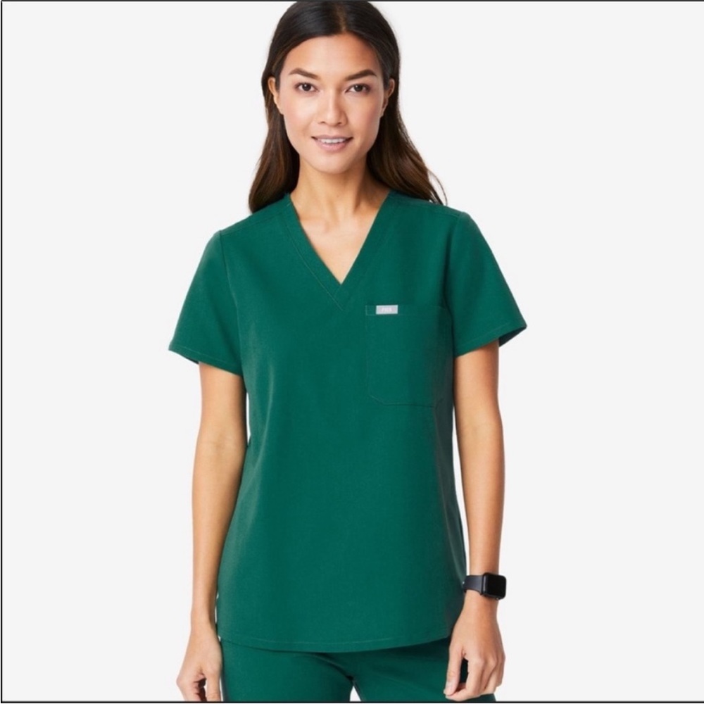 FIGS Catarina Hunter Green Scrub Top